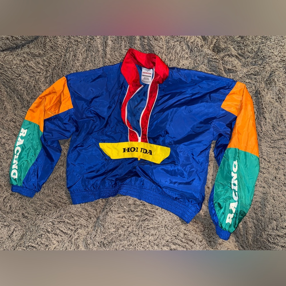 See description 3X Forever 21 Plus Honda Racing Jacket Color Block Windbreaker
